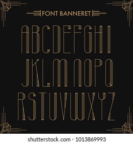 Art Deco Creative Font. Creative Template In Style Of 1920s For Your Design. Letters, Numbers  In Vector. EPS 10