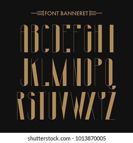 Art Deco Creative Font. Creative Template In Style Of 1920s For Your Design. Letters, Numbers  In Vector. EPS 10