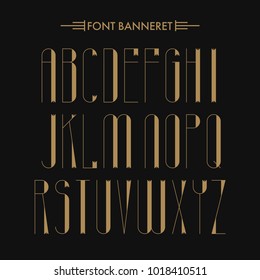 Art Deco Creative Font. Creative Template In Style Of 1920s For Your Design. Letters, Numbers  In Vector. EPS 10