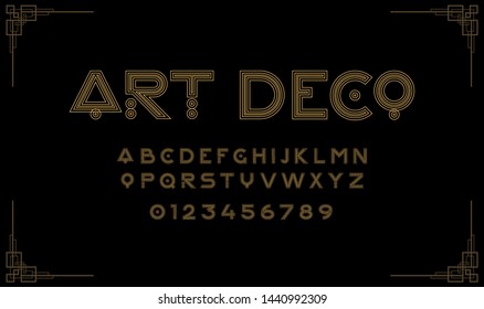 Art Deco Creative Font. Creative Template In Style Of 1920s For Your Design. Letters, Numbers  In Vector. EPS 10