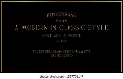 Art Deco Creative Font. Creative Template In Style Of 1920s For Your Design. Letters, Numbers In Vector. EPS 10