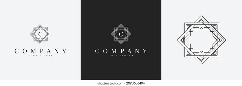 Símbolo de plantilla de logotipo creativo Art Deco monograma vintage