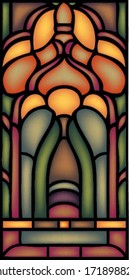 Art deco daffodil composition, vertical abstract design concept, stained glass window style, vector