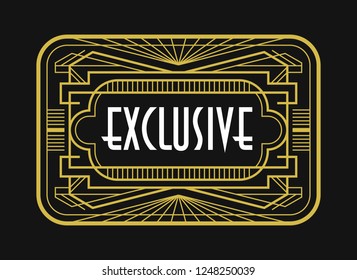 Art Deco Decorative Label Fashionable Geometric Design Exclusive Line Art Ornament For Background Tag Backdrop or Poster
