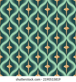 Art Deco decorative seamless pattern. Art Nouveau artistic background design. Vector graphic illustration. Vintage retro luxury style.