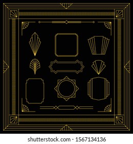 Art Deco design collection with frames, ornaments, borders, corners, and dividers.