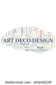 Art Deco Design word cloud. Wordcloud made with text only.