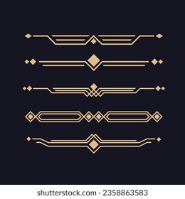 Divisor Art deco, bordes decorativos y dorado geométrico.