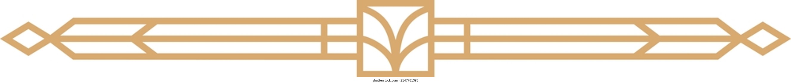 Art deco divider. Golden line pattern element. Geometric style