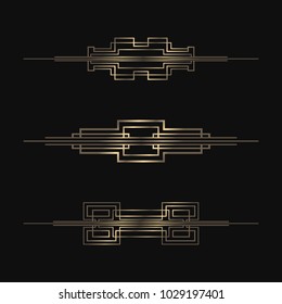 Art Deco dividers collection. Vector golden separators. Retro design elements.