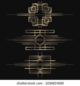 Art Deco dividers collection. Vector golden separators. Retro design elements.