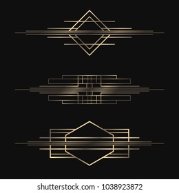 Art Deco dividers collection. Vector golden separators. Retro design elements.