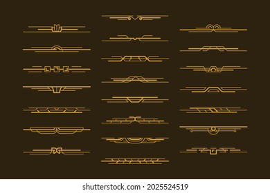 Art deco dividers. Art deco divider header collection. Set of Art deco geometric page dividers