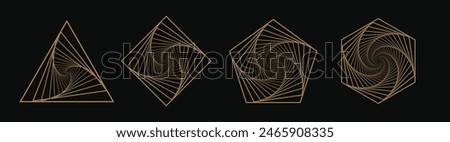 Art Deco Dynamic Geometric Shapes Hexagon Rhombus Square Triangle Ngon Polygon. Abstract Modern Graphic Design Elements. Colorful Gradient Blend Designs. Creative Vector Illustration.