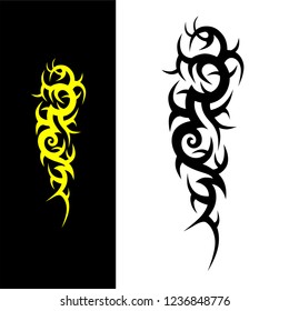 art deco elements, tribal tattoo sleeve pattern vector art design isolated, tribal tattoo vector templates art deco design, abstract  yellow element on white background