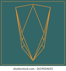 Art Deco emblem shield diamond with decoration