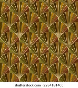 Art Deco fan pattern in earth tone colors. 