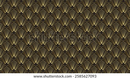 Art Deco fan pattern  Gold and black ornamental background