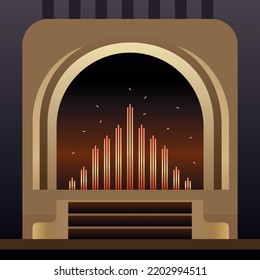 Art-Deco-Kamin. Vektorgrafik.