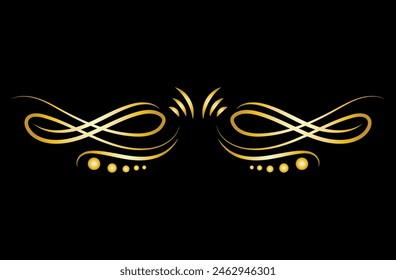 Art deco floral curls and swirls Ornamental vector elements dividers or headers. Decorative Vintage line borders or frames in geometric victorian style, elegant vintage design, antique bordering