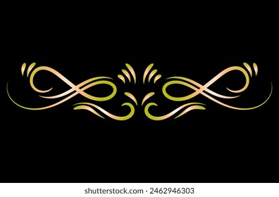 Art deco floral curls and swirls Ornamental vector elements dividers or headers. Decorative Vintage line borders or frames in geometric victorian style, elegant vintage design, antique bordering