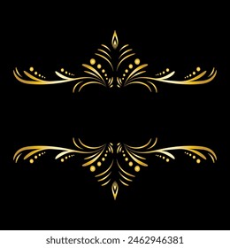 Rizos y remolinos florales Art deco Separadores o cabeceras de Elementos de Vector ornamental. Bordes decorativos de la línea de Antiguas o marcos en estilo victoriano geométrico, elegante diseño vintage, borde antiguo