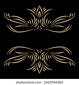 Rizos y remolinos florales Art deco Separadores o cabeceras de Elementos de Vector ornamental. Bordes decorativos de la línea de Antiguas o marcos en estilo victoriano geométrico, elegante diseño vintage, borde antiguo