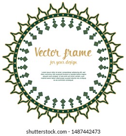 Art deco floral frame with place for text. Boho and folk template for print, design, fashion.