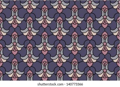 Art deco floral seamless background, vector illustration in stained glass style