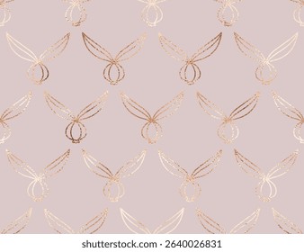 Art deco floral seamless pattern with gold berry ornament.
