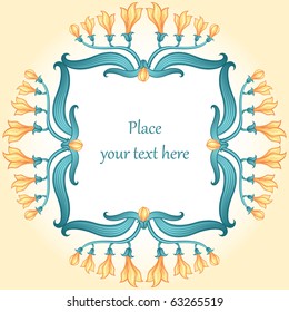 Art Deco floral seamless vector background square frame