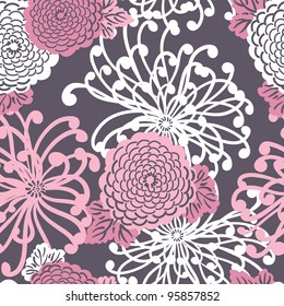 Art Deco Flower seamless pattern, retro style, vector illustration