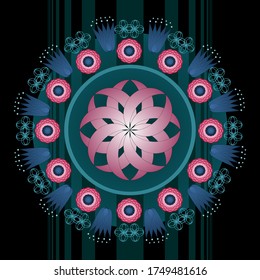 Flores Art Deco.Imagen vectorial.La ilustración puede utilizarse para postales o fondo.