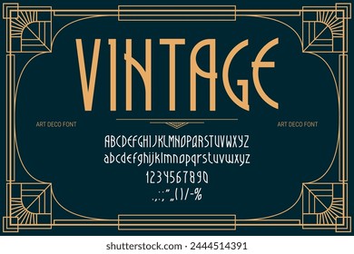 Art deco font, retro romantic typeface and art nouveau type, vector elegant english alphabet. Classic vintage font of retro type or luxury premium typeface letters, classy typography in art deco style