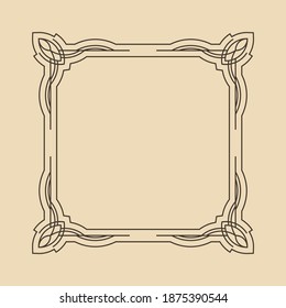 Art deco frame. Artwork graphic pattern culture. Orante wedding invintation. Vintage retro style banner or label design.Vector design object