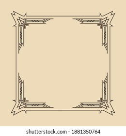 Art deco frame. Artwork graphic pattern culture. Orante wedding invintation. Vintage retro style banner or label design.Vector design object