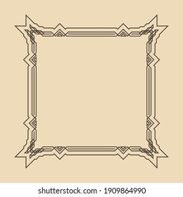 Art deco frame. Artwork graphic pattern culture. Orante wedding invintation. Vintage retro style banner or label design.Vector design object
