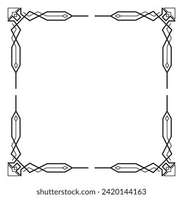 Art deco frame. Artwork graphic pattern. Ornate wedding invitation background template. Vintage retro style banner or label design. Vector design object