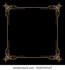 Art deco frame. Artwork graphic pattern. Creative template of wedding invitation background. Vintage retro style banner or label design. Vector design object
