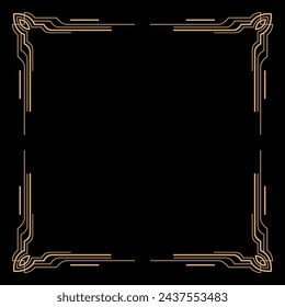 Art deco frame. Artwork graphic pattern. Creative template of wedding invitation background. Vintage retro style banner or label design. Vector design object