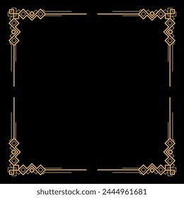 Art deco frame. Artwork graphic pattern. Creative template of wedding invitation background. Vintage retro style banner or label design. Vector design object