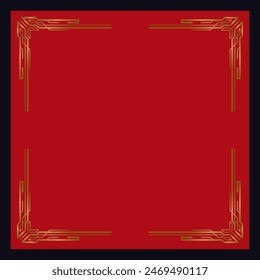 Art deco frame. Artwork graphic pattern in vintage style. Ornate wedding invitation element. Geometric vector border