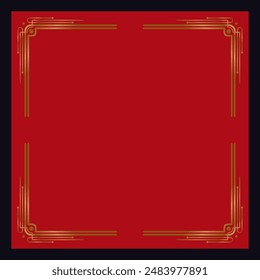 Art deco frame. Artwork graphic pattern in vintage style. Ornate wedding invitation element. Geometric vector border