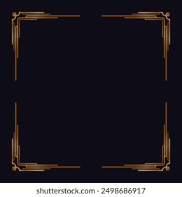 Art deco frame. Artwork graphic pattern in vintage style. Ornate wedding invitation element. Geometric vector border