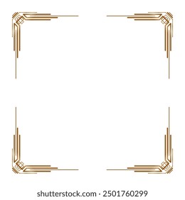 Art deco frame. Artwork graphic pattern in vintage style. Ornate wedding invitation element. Geometric vector border