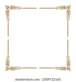 Art deco frame. Artwork graphic pattern in vintage style. Ornate wedding invitation element. Geometric vector border
