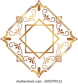 art deco frame borders retro geometric floral style