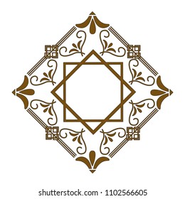 art deco frame borders retro geometric floral style
