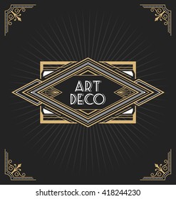 Art deco frame design for your design such as invitation, print, banner. Vector illustration