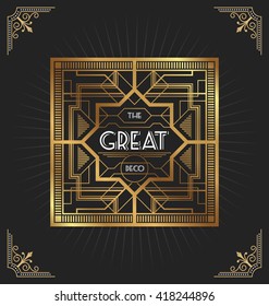 Art deco frame design for your design such as invitation, print, banner. Vector illustration